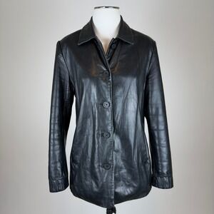 Adler Collection New Zealand Lamb Skin Leather Jacket Womens Size Medium Black